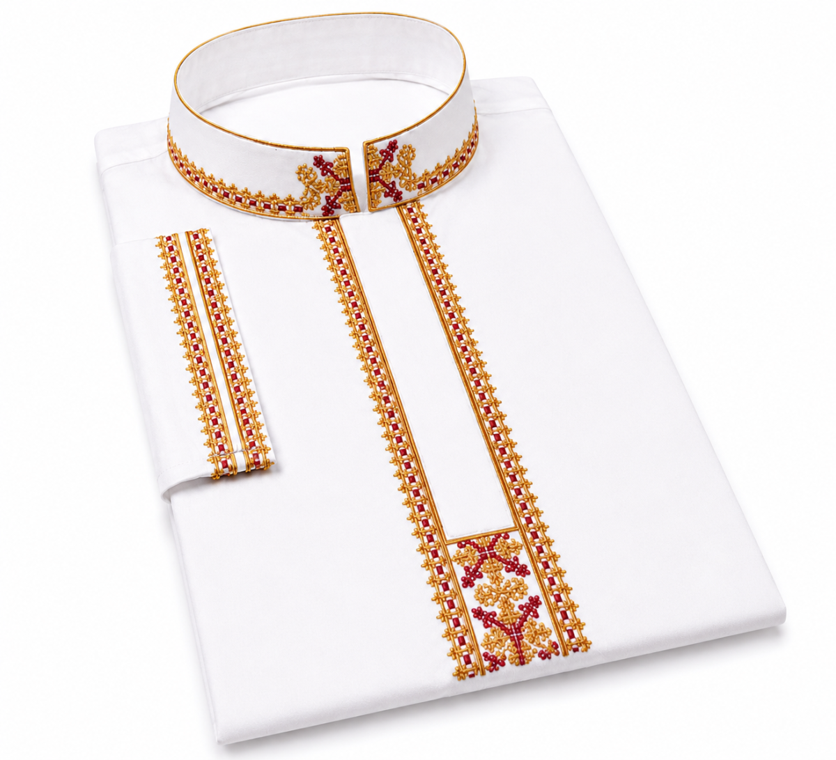 Premium Adi Suti Panjabi – White Embroidery